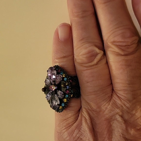 Sorrelli lavender multi crystal ring - Picture 2 of 4